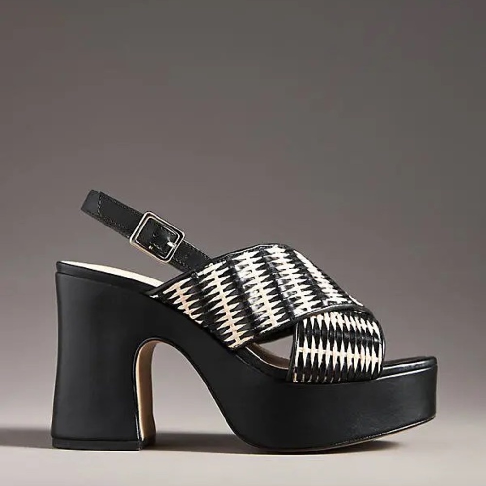 Anthropologie Cross-Strap Woven Platform Sandals Size EU 38 - Picture 1 of 7